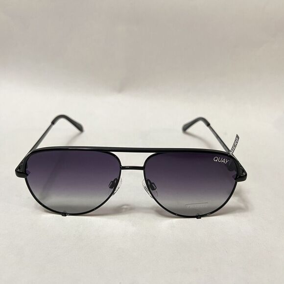 Quay High Key Medium (Micro) Polarized Sunglasses Black Fade Aviators - Picture 4 of 8